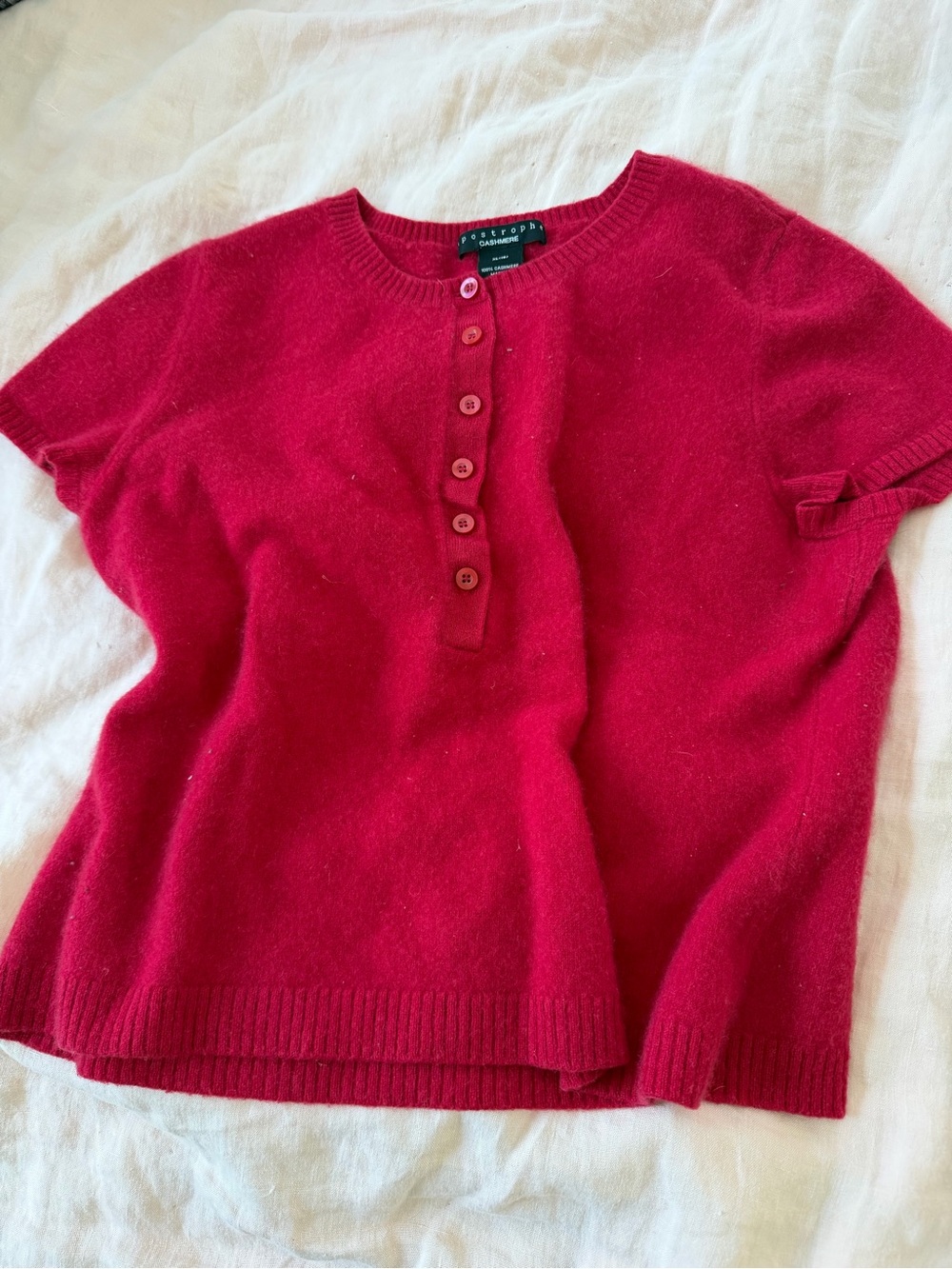 Apostrophe Bright Red Cashmere Cardigan say XL but more like M/L